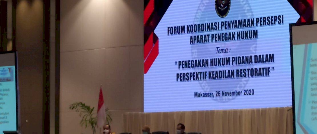 Mahfud MD mengumpulkan penegak hukum di Claro Hotel, pagi tadi.