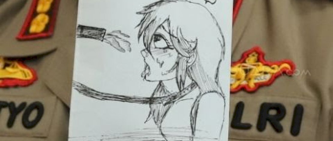 Ilustrasi yang digambar NF, menunjukkan kekerasan seksual.