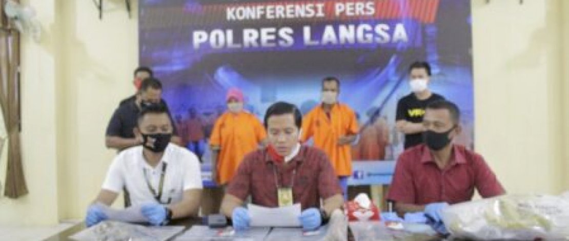 Konferensi pers pembunuhan di Mapolres Langsa, Aceh.