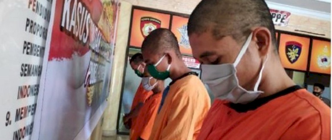 Para pelaku pemerkosaan gadis di Pangkep. Pelaku rata-rata berprofesi sebagai sopir truk. (Foto:Bakri/Detik)