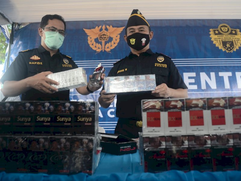 Beacukai Parepare Musnahkan 1,5 Juta Batang Rokok Ilegal