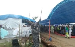 Brimob Semprot Disinfektan Di Kawasan Acara Ijtima'