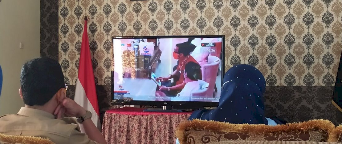 LPP Kelas IIA Sungguminasa mengikuti pengukuhan revolusi digital pelayanan publik Kemenkumham. 