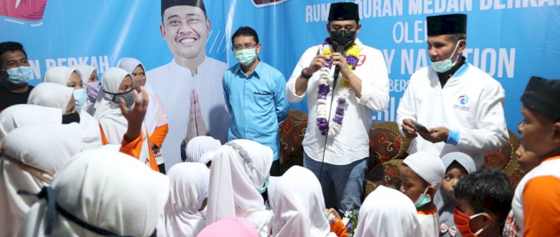 Bobby Nasution saat meresmikan Rumah Quran Medan Berkah, Senin (9/11/2020).