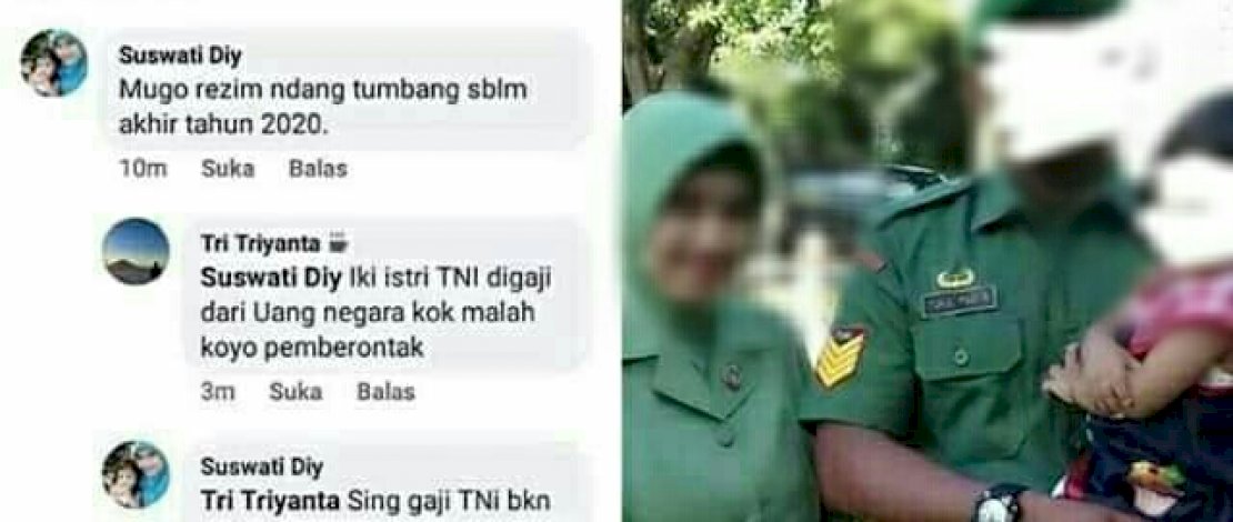 Tangkapan layar postingan istri tentara.