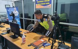 Cara Satlantas Polres Gowa Cegah Virus Corona