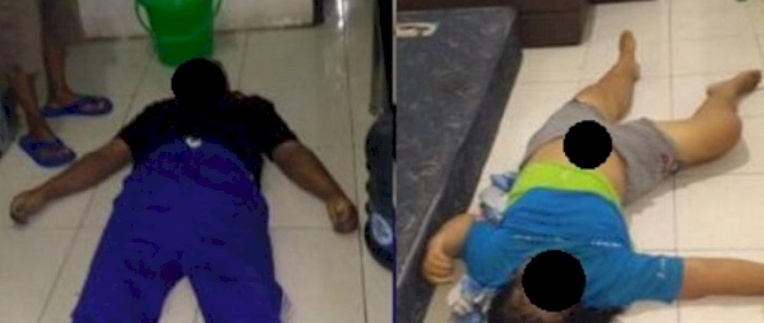 Jasad Karyadi (kiri), jasad istrinya, Christy Handayani (kanan).