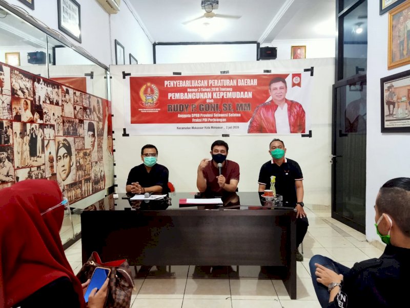 Didepan Pemuda, Rudy P. Goni Sosialisasi Perda dan Pencegahan Covid-19