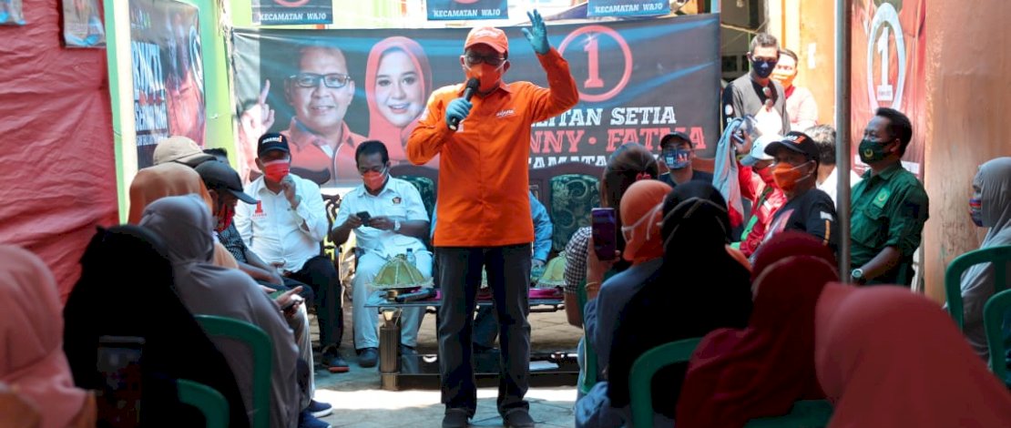 Calon Wali Kota Makassar, Moh Ramdhan Pomanto saat kampanye dialogis di Malimongan Tua, Selasa, (13/10/2020).