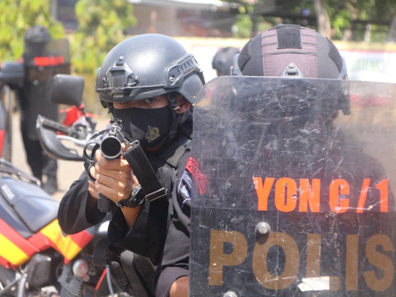 Antisipasi Kericuhan Aksi Unjuk rasa, Danyon C Pelopor Pimpin Langsung Latihan Anti Anarkhis