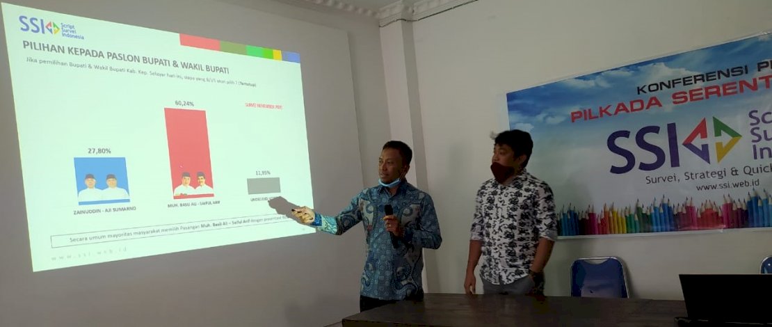 Direktur SSI, Yuhardin, saat memaparkan hasil surveinya.