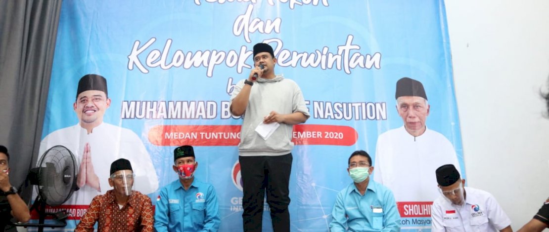 Bobby Nasution menghadiri acara temu tokoh di Jalan Bunga, Kelurahan Ladang Bambu, Medan Tuntungan, Kamis (12/11/2020)