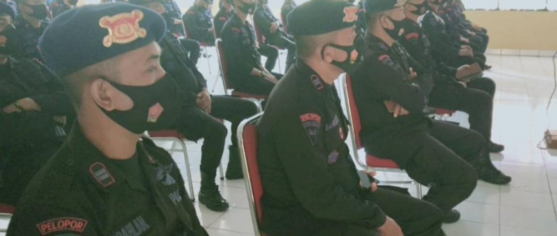 Penyebaran Covid 19 Masih Tinggi, Batalyon C Pelopor Nobar Live Streaming Upacara HUT ke-75 Korps Brimob Polri