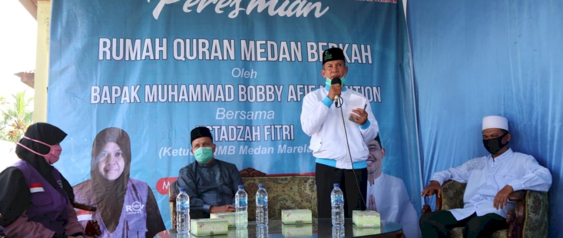 Suasana Peresmian Rumah Quran Medan Berkah di Medan Marlen, Senin (16/11/2020).
