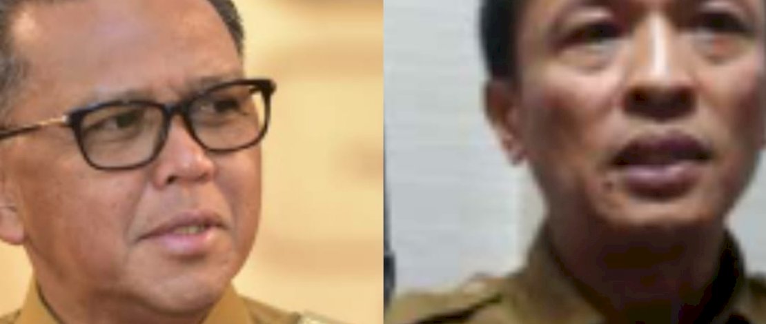 Gubernur Sulsel Nurdin Abdullah (Kiri), Pj Wali Kota Makassar Rudy Djamaluddin (kanan) 