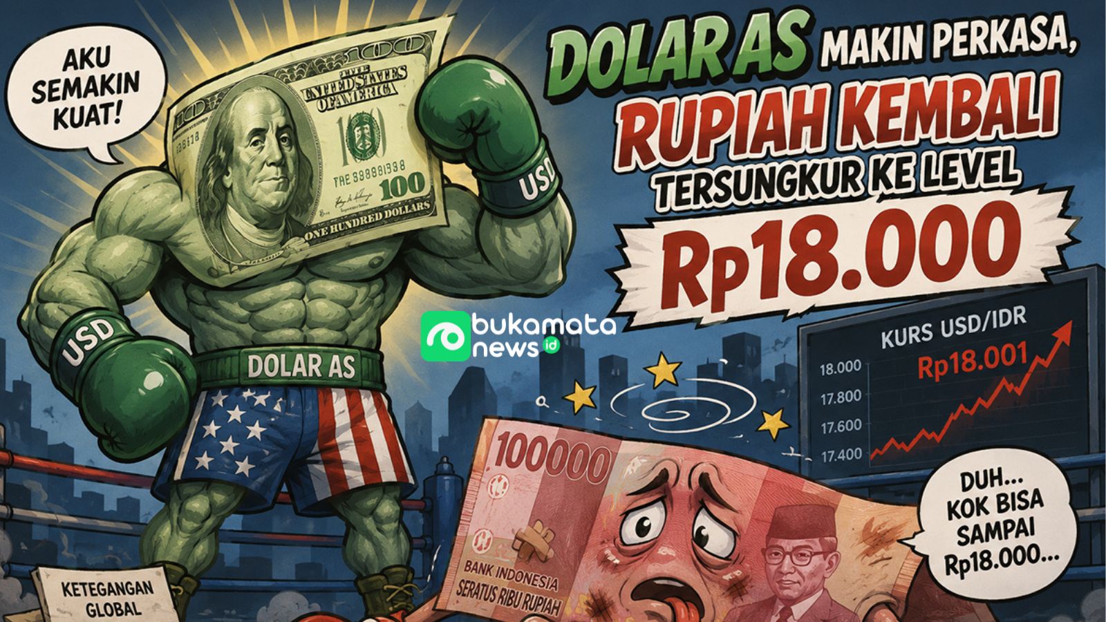 Dolar AS Makin Perkasa, Rupiah Kembali Tersungkur ke Level Rp18.000